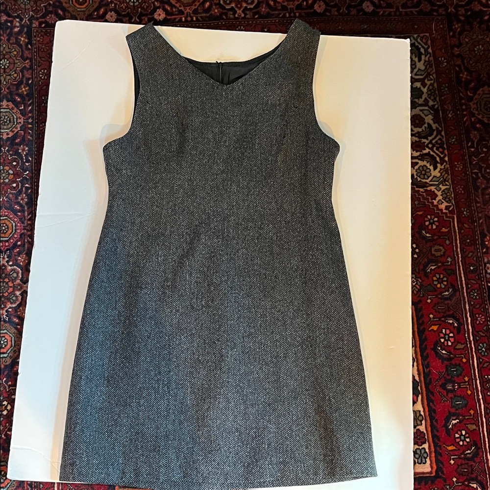 L.L. Bean Black and White Herringbone Wool Dress - Picture 2 of 14